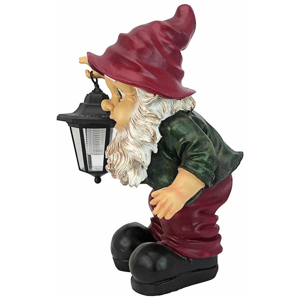 Design Toscano Edison with the Lighted Lantern Garden Gnome Statue - QL30314
