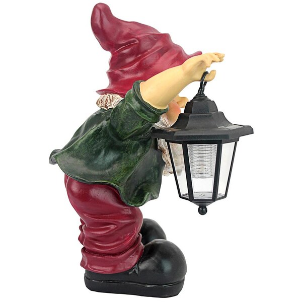 Design Toscano Edison with the Lighted Lantern Garden Gnome Statue - QL30314