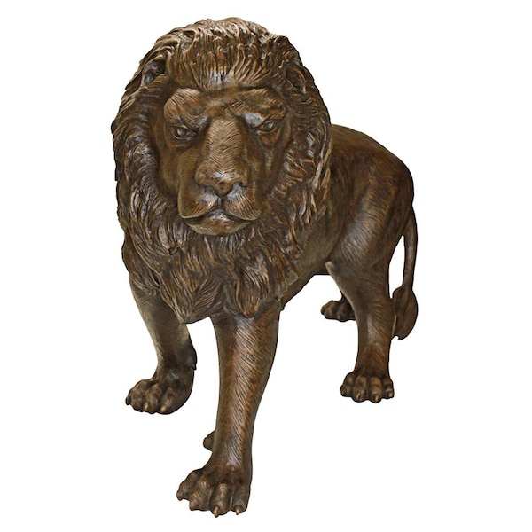 Design Toscano Guardian Lion Cast Bronze Garden Statue: Left Foot Forward - AS221551