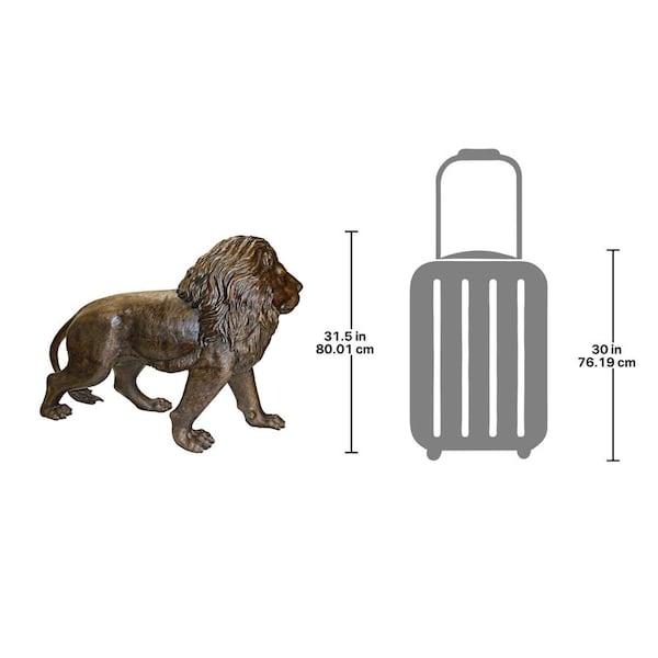 Design Toscano Guardian Lion Cast Bronze Garden Statue: Left Foot Forward - AS221551