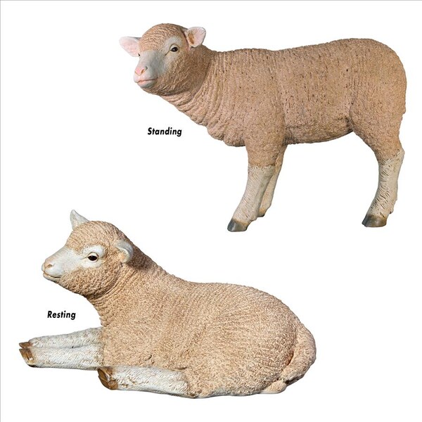 Design Toscano Merino Ewe Life-Size Lambs Statue Collection: Set of Two - NE9110012