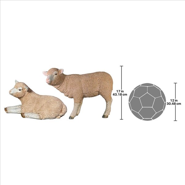Design Toscano Merino Ewe Life-Size Lambs Statue Collection: Set of Two - NE9110012