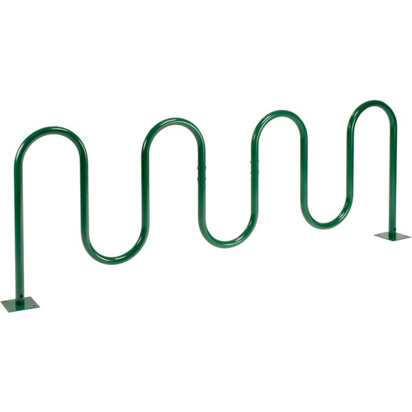 Global Industrial 94L Wave Bike Rack, Green, Flange Mount, 9-Bike Capacity - 652779MGN