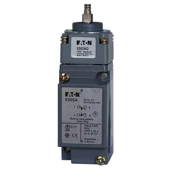 Interruptor de límite de servicio pesado Eaton, palanca de oscilación, 2NC/2NO, 10A @ 600V CA, Ubicación del actuador: Superior - E50BW2