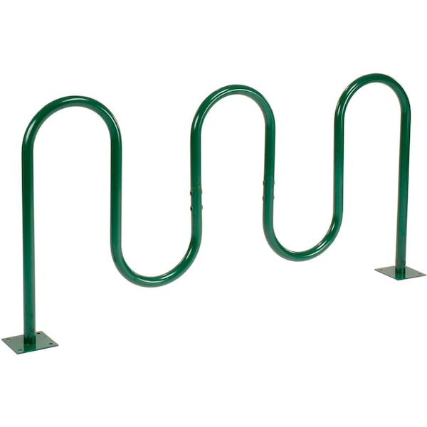 Global Industrial Wave Bike Rack, Green, Flange Mount, 7-Bike Capacity - 652778MGN