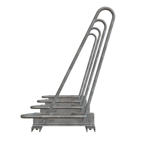Madrax Bike Rack, Galv, (4)Bikes, 77 inL, 22-1/4inW - SHK-SNG-4-G