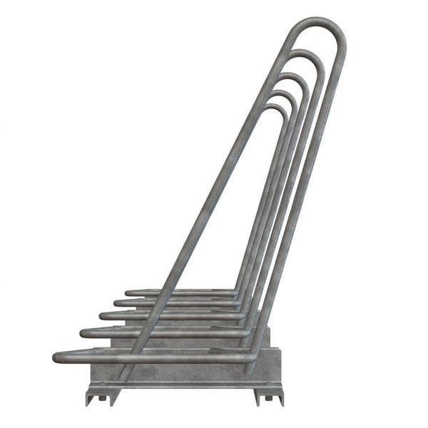 Madrax Bike Rack, Galv, (5)Bikes, 29-1/2inH, 101inL - SHK-SNG-5-G