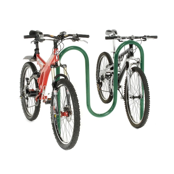 Global Industrial Wave Bike Rack, Green, Below Ground Mount, 5-Bike Capacity - 652777GGN