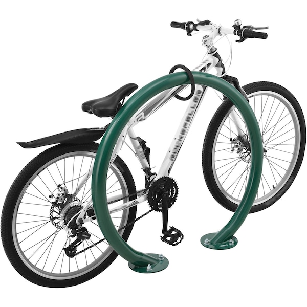 Global Industrial Circle Bike Rack, 37W x 33-1/2H, 2 Bike Capacity, Flange Mount, Green - 708388GN