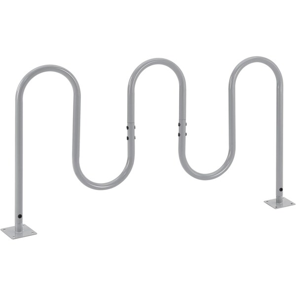 Global Industrial Wave Bike Rack, 7-Bike Capacity, Flange Mount, Gray - 670345MGY