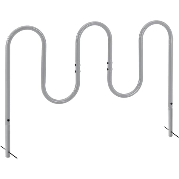 Global Industrial Wave Bike Rack, 7-Bike Capacity, Below Ground Mount, Gray - 670344GGY
