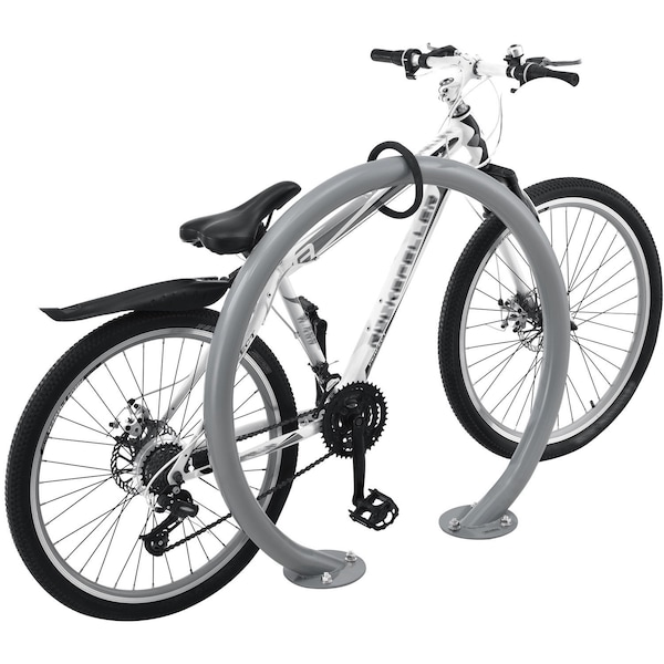 Global Industrial Circle Bike Rack, 37W x 33-1/2H, 2 Bike Capacity, Flange Mount, Gray - 708388GY