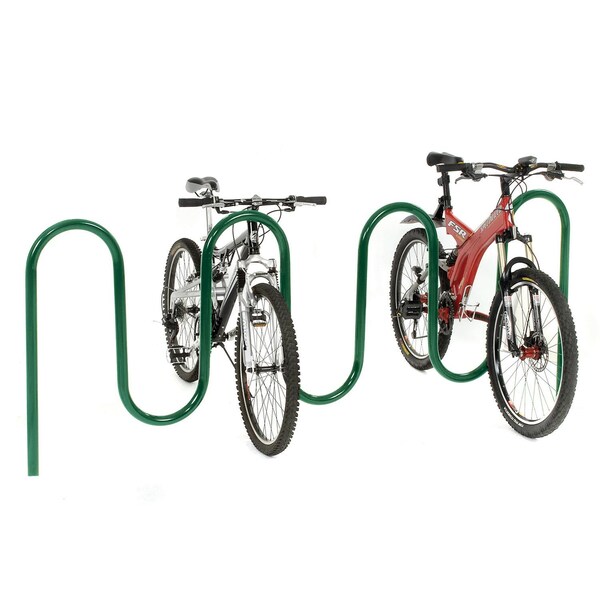 Global Industrial Wave Bike Rack, Green, Below Ground Mount, 9-Bike - 652779GGN