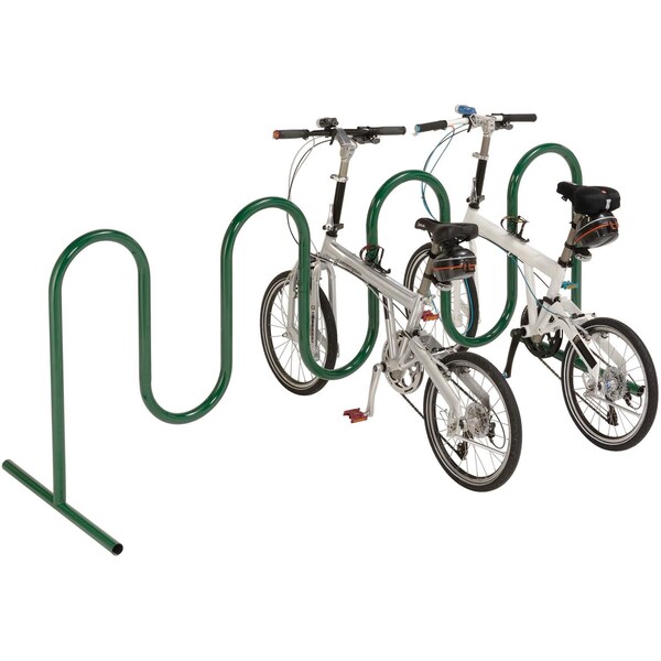 Global Industrial Wave Bike Rack, Green, Free Standing, 9-Bike - 652779FGN