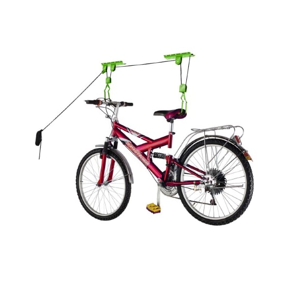 Leisure Sports Set of 2 Leisure Sports Bike Storage Hoists, Pulley and Strap System to Lift Bicycles, Ladders, Green - 905839JMQ