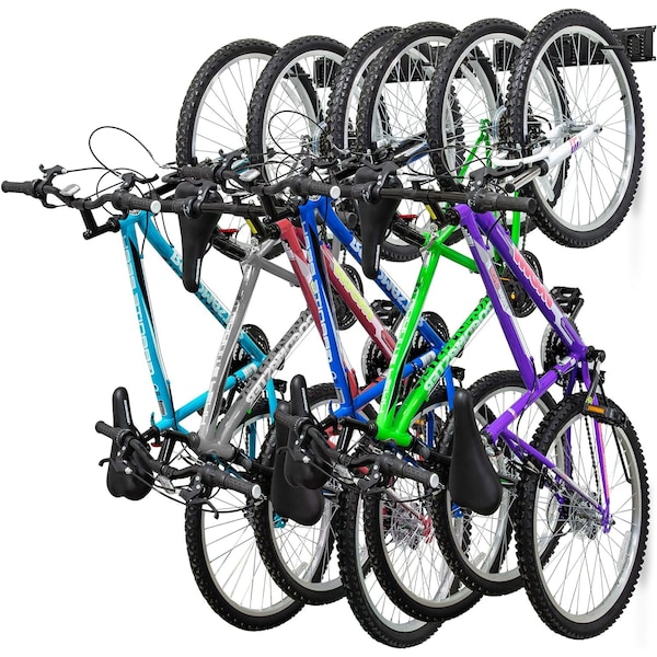 Raxgo Garage Bike Rack Wall Mount Bicycle Storage Hanger with 6 Adjustable Hooks - RAXWMBR
