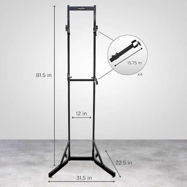 Raxgo Bike Storage Rack, 2 Bicycle Garage Stand, Freestanding, Adjustable Hooks Universal - RGFSBR