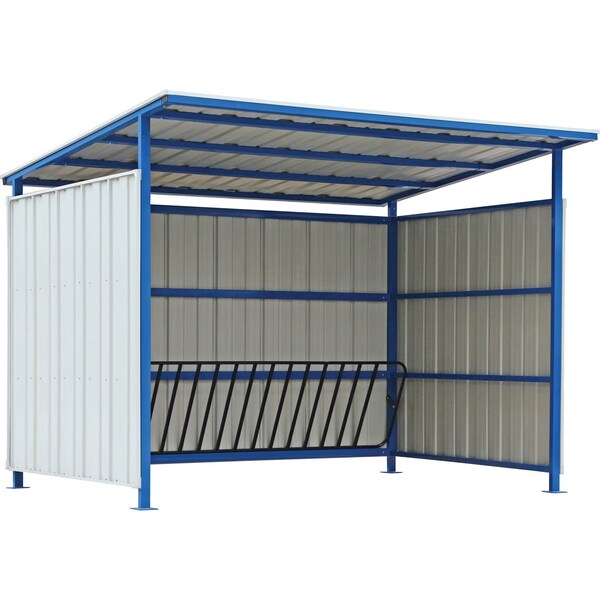 Global Industrial Bike Storage Shelter with Slant Roof, 16 Bike Capacity, 120L x 95-1/2W x 90-1/16H - 708408