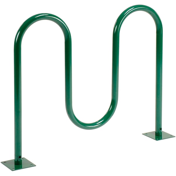 Global Industrial 41L Wave Bike Rack, Green, Flange Mount, 5-Bike Capacity - 652777MGN