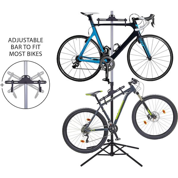 Raxgo Garage Bike Rack, Freestanding 2 Bicycle Storage with Adjustable Hooks - RGFSBR2