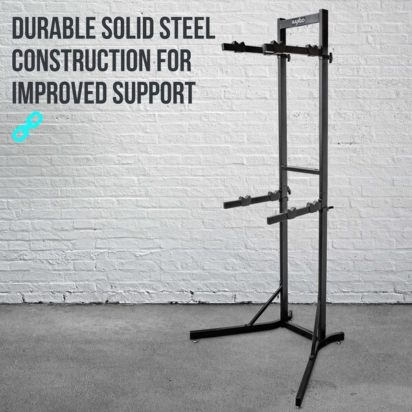 Raxgo Bike Storage Rack, Freestanding 4 Bike Rack with Adjustable Hooks for Indoor Storage - RGFSBR4