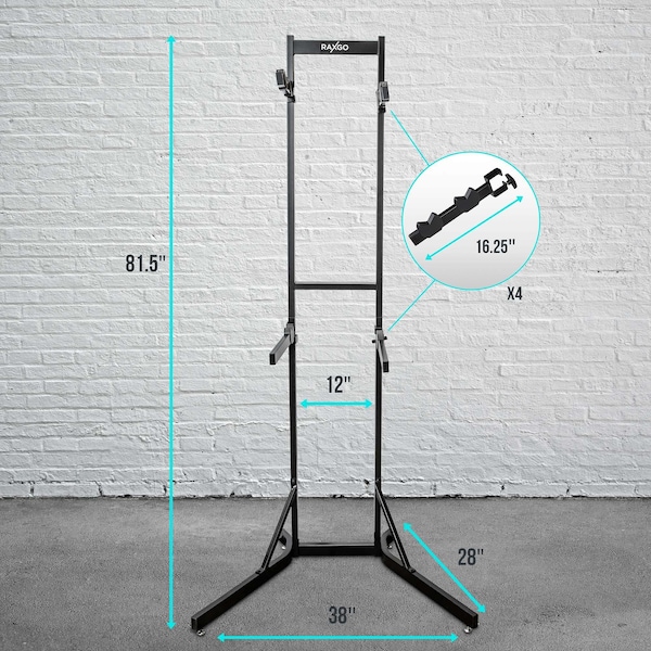 Raxgo Bike Storage Rack, Freestanding 4 Bike Rack with Adjustable Hooks for Indoor Storage - RGFSBR4