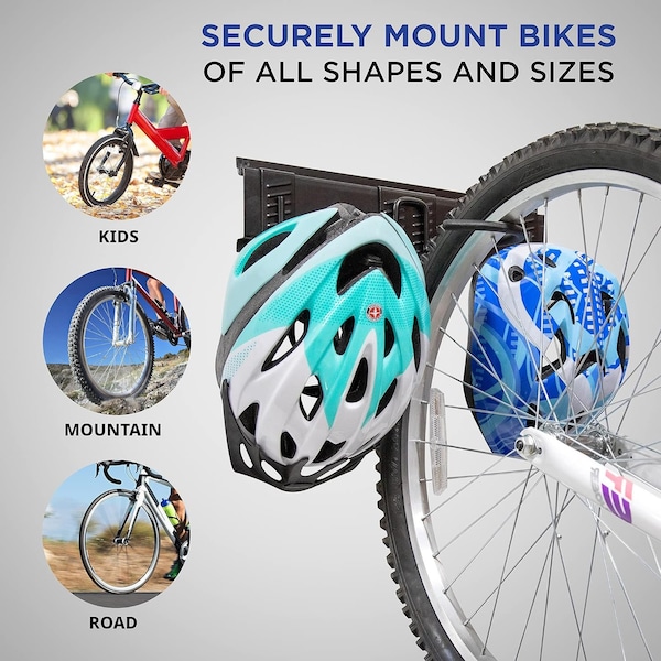 Raxgo Garage Bike Rack Wall Mount Bicycle Storage Hanger with 3 Adjustable Hooks - RAXWBR3