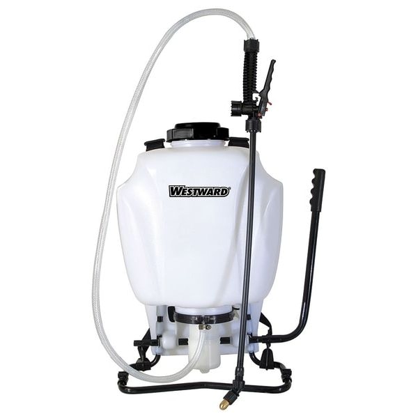 Zoro Select 4 gal Backpack Sprayer, Polyethylene, 48 in L Hose, 80 PSI, Cone/ Fan Nozzle Spray Pattern, Manual - 36N340