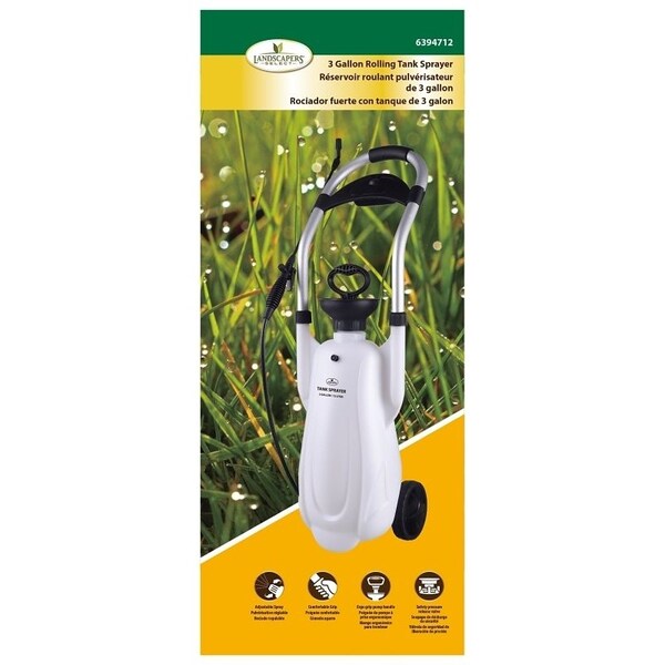 Landscapers Select Compression Sprayer, 3 gal Tank, Polyethylene Tank, 100 in L Hose, White - SX-CS12L