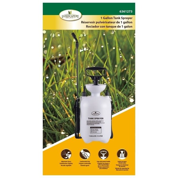 Landscapers Select Compression Sprayer, 1 gal Tank, Polyethylene Tank, 55 in L Hose, White - SX-4B