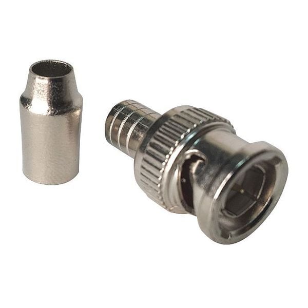 Conector de compresión coaxial Vitek, macho BNC, paquete de 100 - VT-BNC-CRMP-PLM100