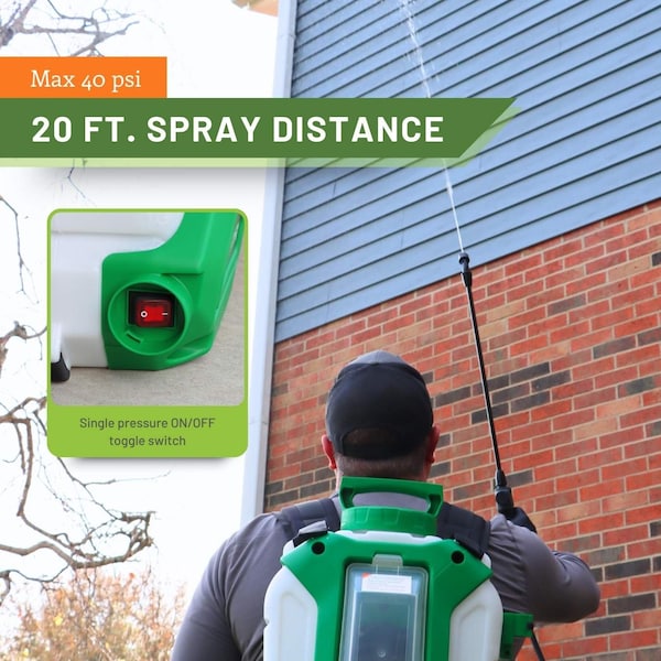Flowzone 4 gal Backpack Battery Sprayer, Plastic, 5 ft L Hose, 40 psi Max - FZSATJ-3TO