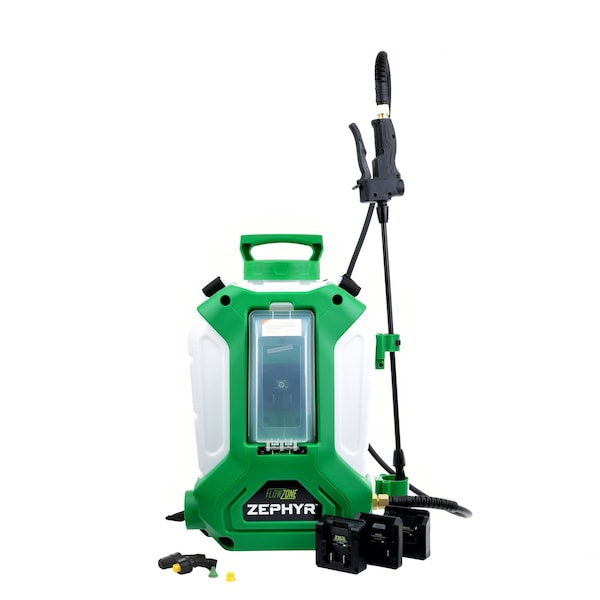 Flowzone 4 gal Backpack Battery Sprayer, Plastic, 5 ft L Hose, 40 psi Max - FZSATJ-3TO