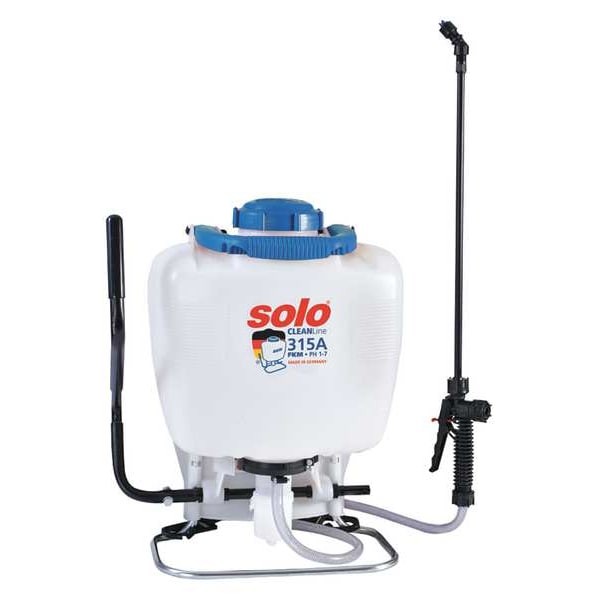 Solo 4 gal Backpack Sprayer, Poly, 48 in L Hose, 20 in L Wand, Fan Nozzle Spray Pattern, 60 psi Max - 315-A
