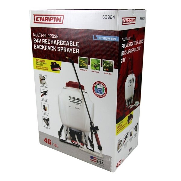 Chapin 4 gal Backpack Sprayer, Includes Battery/Charger - 63924/63985