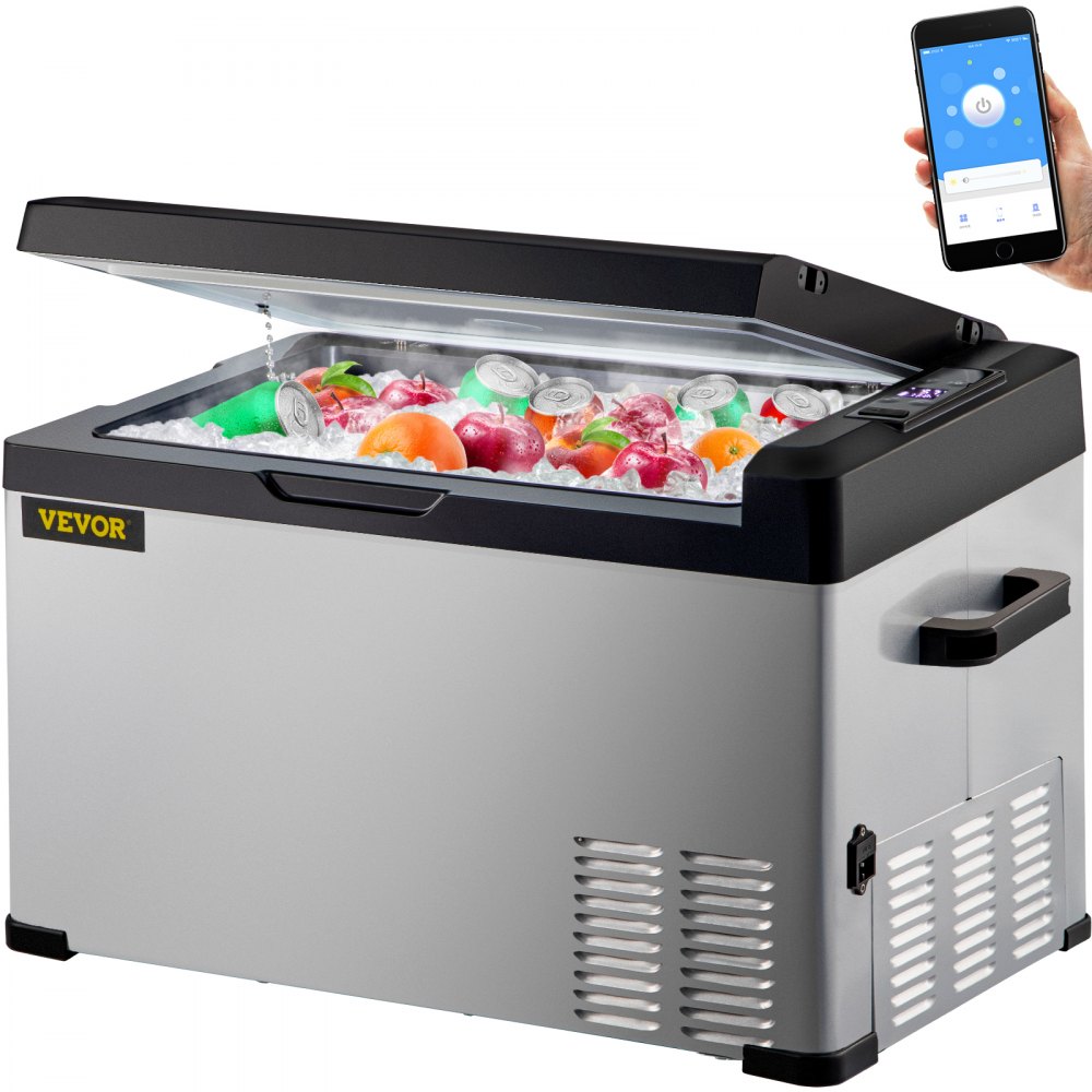 VEVOR 12 Volt Refrigerator, Portable Refrigerator (-4℉~68℉) With APP Control Car Compressor Fridge Cooler 12V/24V DC and 110-220V AC For Camping, Road Trip, Boat, Skincare, Outdoor and Home (32 Quart) - BXS30LC30110VQFUTV1
