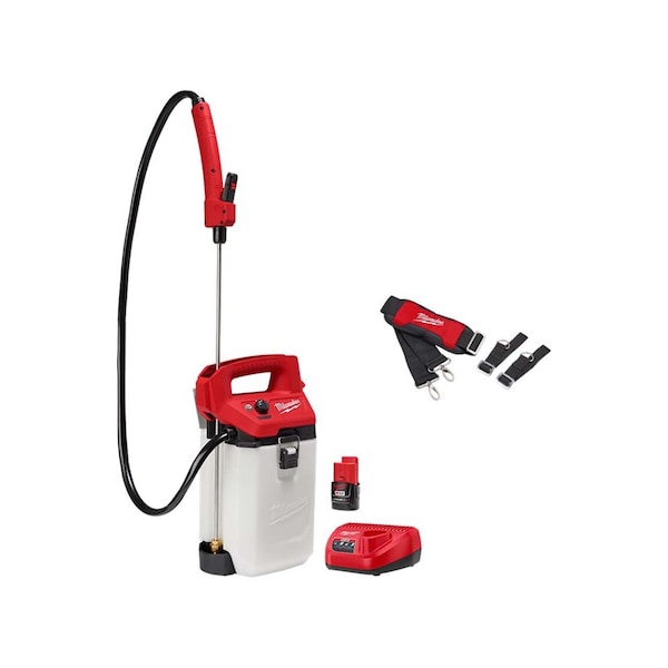 Milwaukee Tool 2 gal Sprayer Kit, Poly, 4 ft L Hose, 24 in L Wand, Adjustable Cone/ Fan Nozzle Spray Pattern - 2528-21G2, 49-16-2764