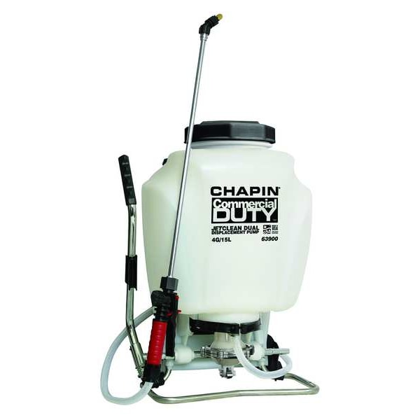 Chapin 4 gal Backpack Sprayer, Poly, 48 in L Hose, Cone/ Fan Nozzle Spray Pattern, Fill Opening Size 6 in - 63900