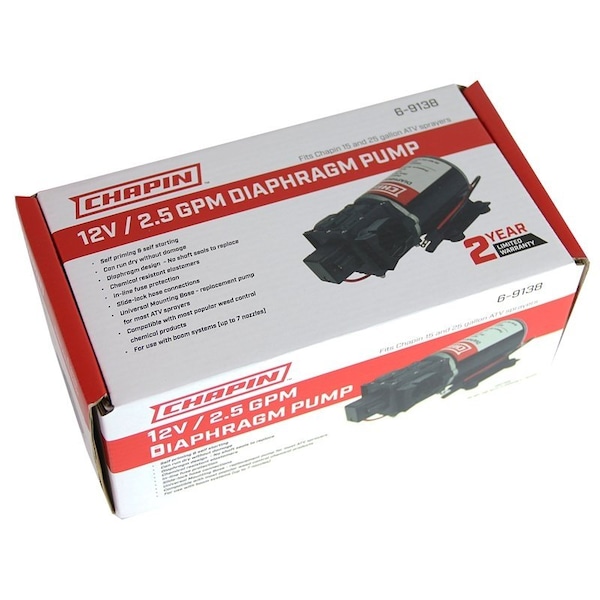 Chapin Diaphragm Pump, Positive Displacement, For: 15 and 25 gal ATV Sprayers - 6-9138
