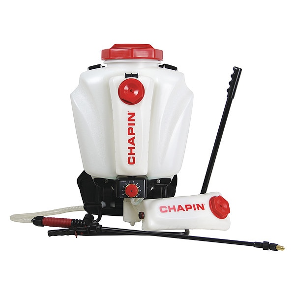 Chapin 4 gal Backpack Sprayer, Poly, 42 in L Hose, 20 in L Wand, Cone/ Fan/ Jet Nozzle Spray Pattern - 63950