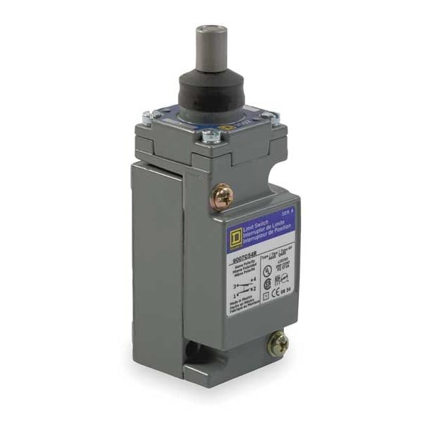Interruptor de límite resistente Telemecanique Sensors, con émbolo, 1NC/1NO, 10A @ 600V AC, Ubicación del actuador: Superior - 9007C52R