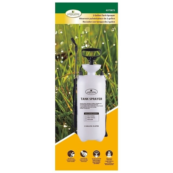 Landscapers Select Compression Sprayer, 2 gal Tank, Polyethylene Tank, 55 in L Hose, White - SX-8B