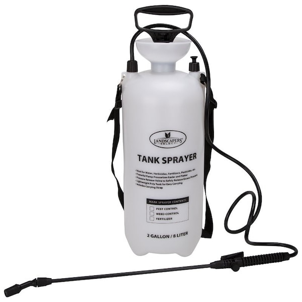 Landscapers Select Compression Sprayer, 2 gal Tank, Polyethylene Tank, 55 in L Hose, White - SX-8B