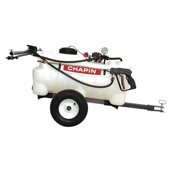Chapin 25 gal Tow Behind Sprayer, Poly, 15 ft L Hose, 18 in L Wand, 70 psi Max - 97700
