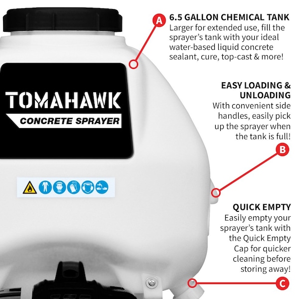 Tomahawk Power 6.5 gal Backpack Sprayer, 63 in L Hose, 24 in L Wand, Fan Nozzle Spray Pattern - TCS6.5
