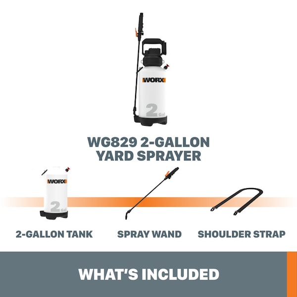 Worx 20V Power Share 2-Gallon Cordless Yard Sprayer, No Battery and Charger Included, Tool Only - WG829.9