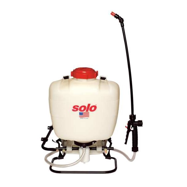 Solo 4 gal Backpack Sprayer, Poly, 48 in L Hose, 90 PSI, Cone/ Fan/ Jet Nozzle Spray Pattern, Manual - 425