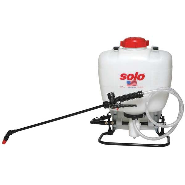 Solo 4 gal Backpack Sprayer, Poly, 48 in L Hose, 90 PSI, Cone/ Fan/ Jet Nozzle Spray Pattern, Manual - 425