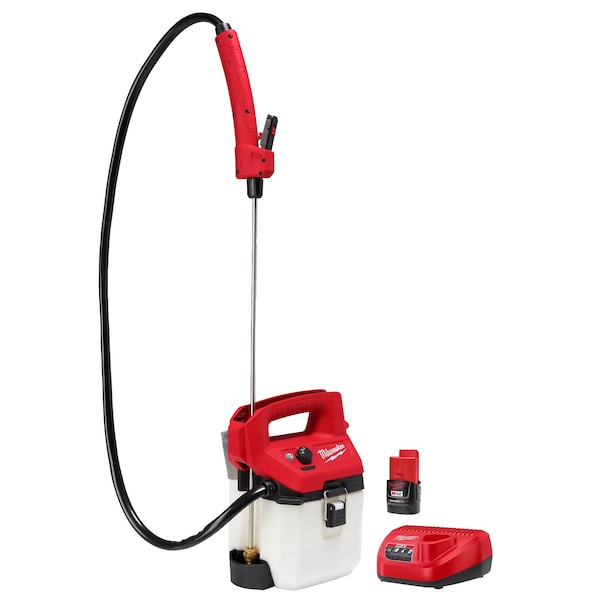 Milwaukee Tool 1 gal Handheld Sprayer, Poly, 4 ft L Hose, 24 in L Wand, Adjustable Cone/ Fan Nozzle Spray Pattern - 2528-21G1