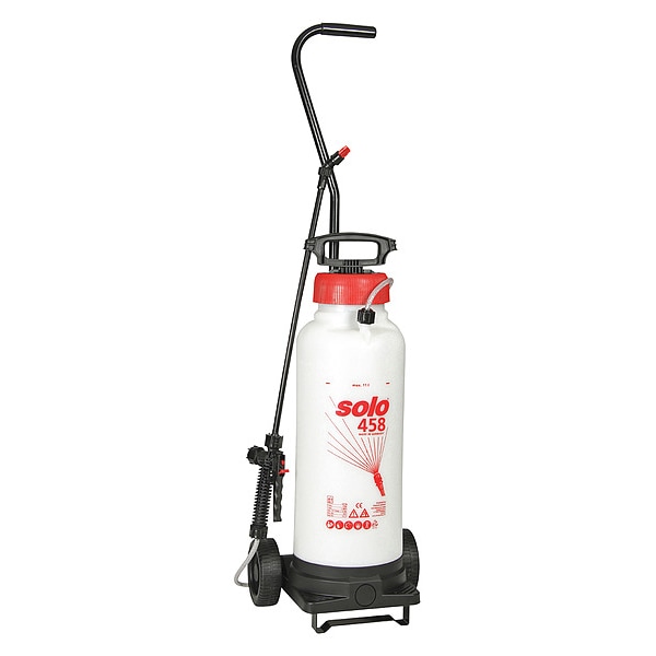 Solo 3 gal Handheld Sprayer, Poly, 6 ft L Hose, 28 in L Wand, Cone/ Fan/ Jet Nozzle Spray Pattern - 458-ROLLABOUT